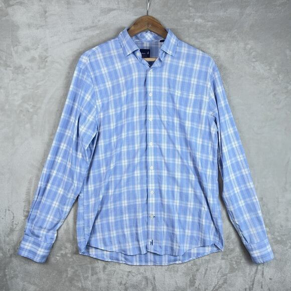 Johnnie O Performance Blaise Laguna Blue Bamboo Mix Long Sleeve Shirt Size Med - Picture 2 of 12